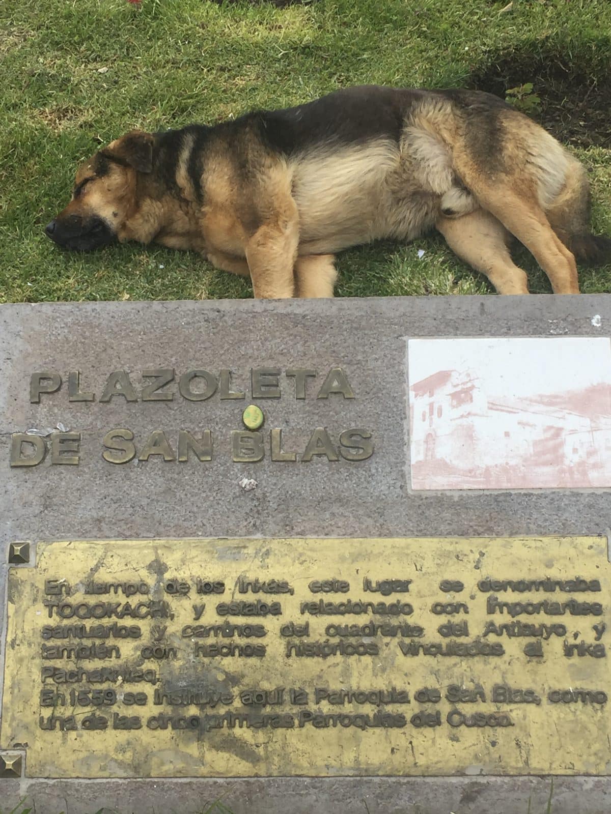 The Plazoleta de San Blas sign in the old artisan quarter of Cusco