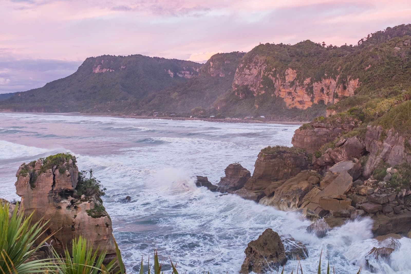 Waves breaking over the rugged rocks of the West Coast