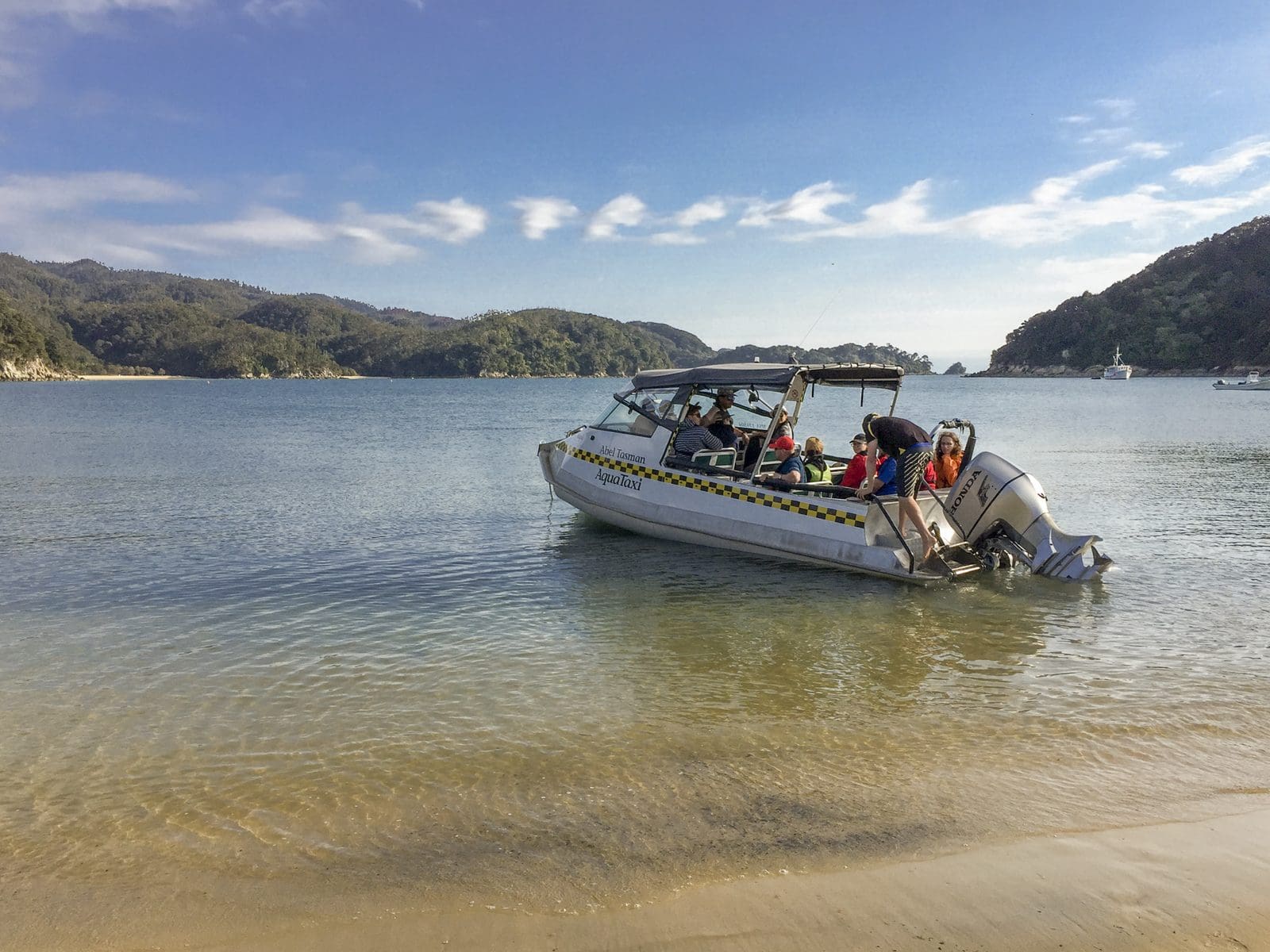 The water taxi carrying walkers into Abel Tasman National Park