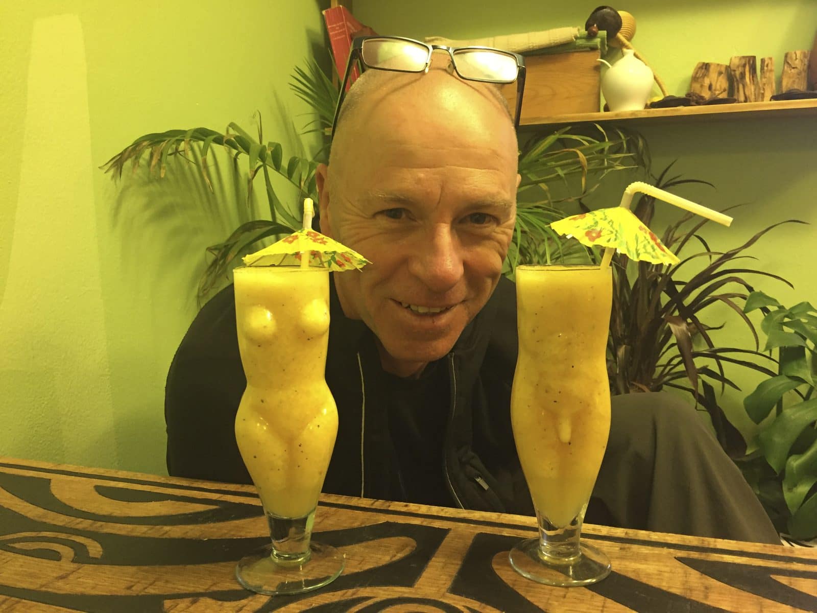 Two pisco sours at a happy hour bar in Cusco