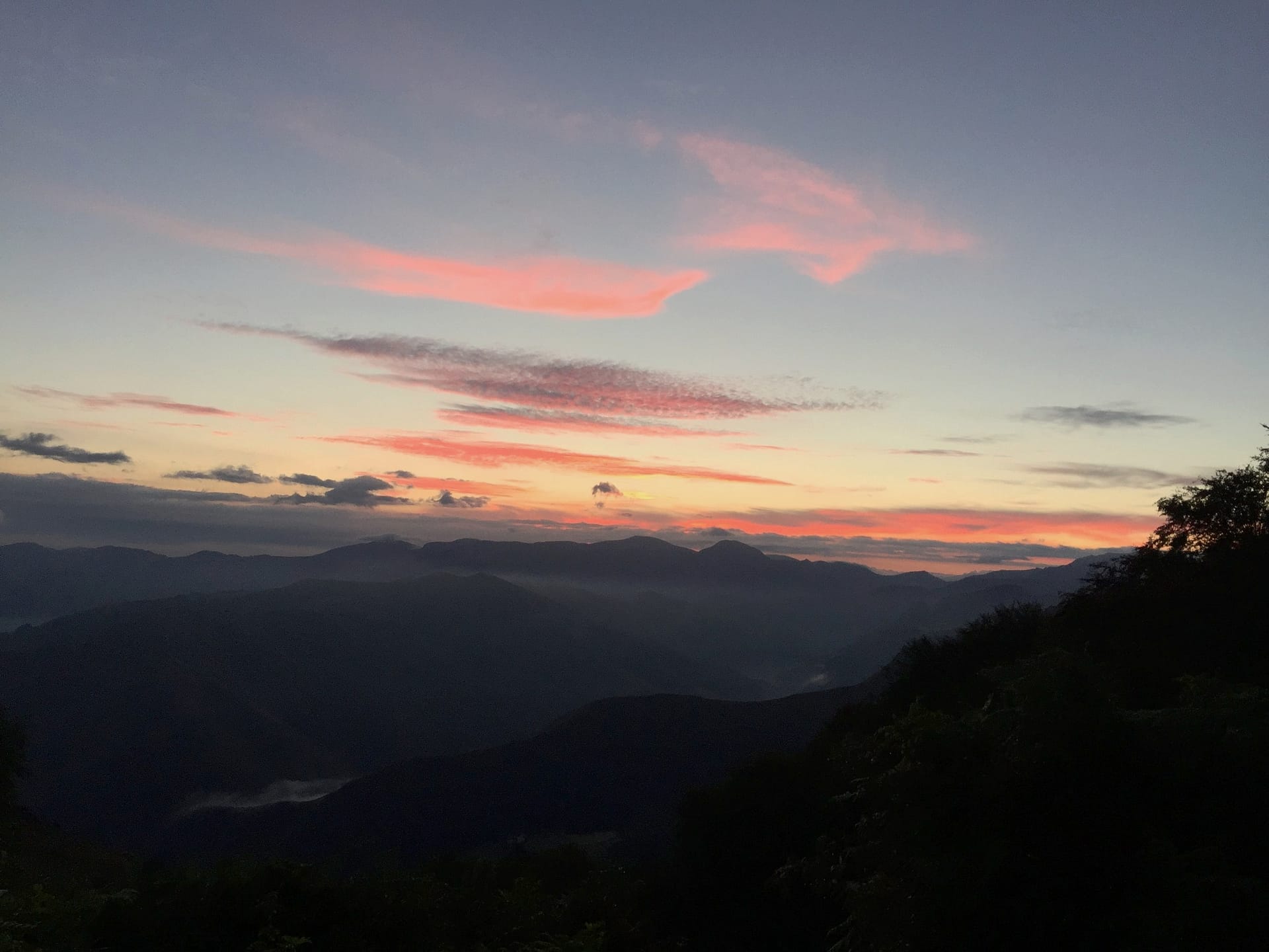 Sunrise over the mountains on the Camino de Santiago